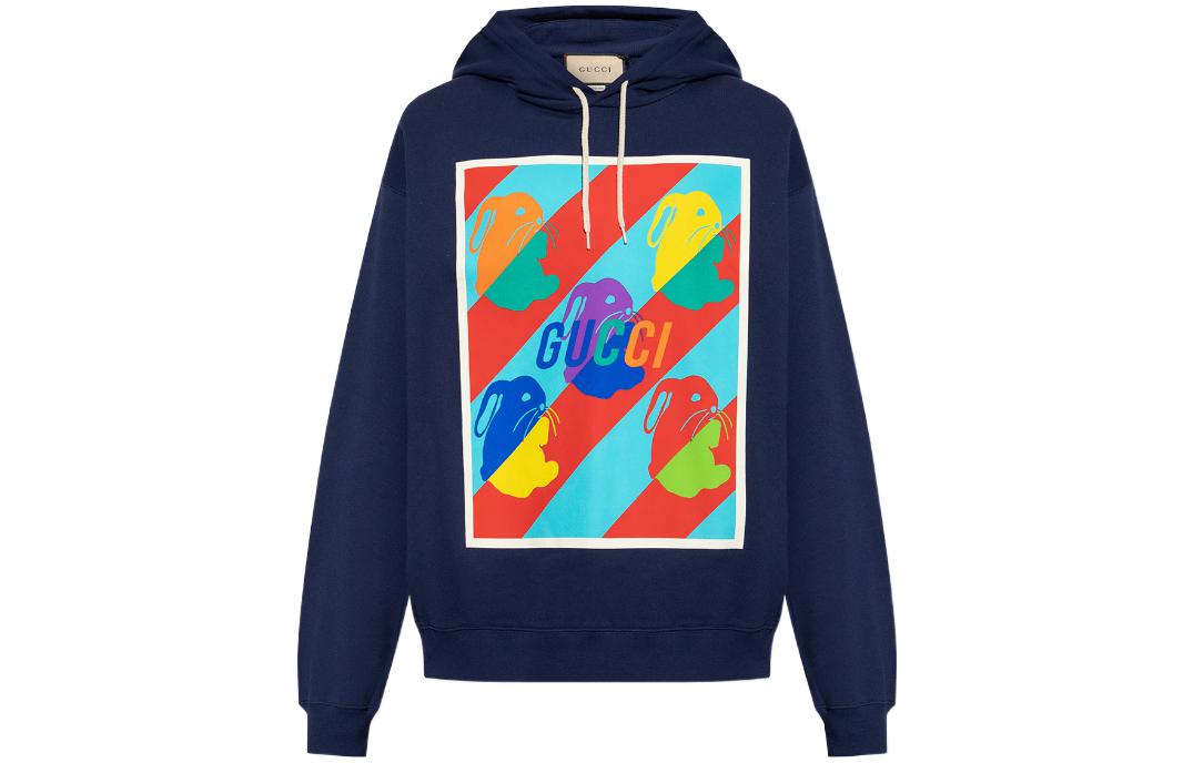 Gucci Year of Rabbit Limited Edition Logo Print Sweatshirt Navy Blue 728986-XJE78-4684