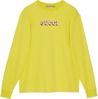 Gucci Yellow Alphabet Print Crewneck Long Sleeve T-Shirt 581903-XJF5P-3636 Gucci Yellow Alphabet Print Crewneck Long Sleeve T-Shirt 581903-XJF5P-3636