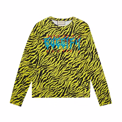 Gucci Yellow Leopard Print Crewneck Sweatshirt 497246-XJAKT-7149