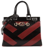 Gucci Zumi Python Top Handle Medium Black/Red Chevron Gucci Zumi Python Top Handle Medium Black/Red Chevron