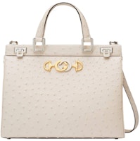 Gucci Zumi Top Handle Ostrich Medium Ivory Gucci Zumi Top Handle Ostrich Medium Ivory