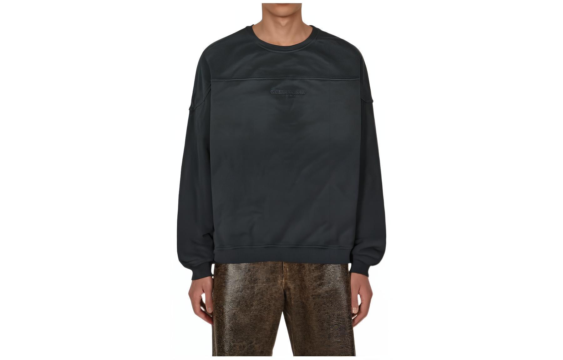 GUESS FW22 Black Crewneck Sweatshirt with Embroidered Logo M2BQ01KBB40JET