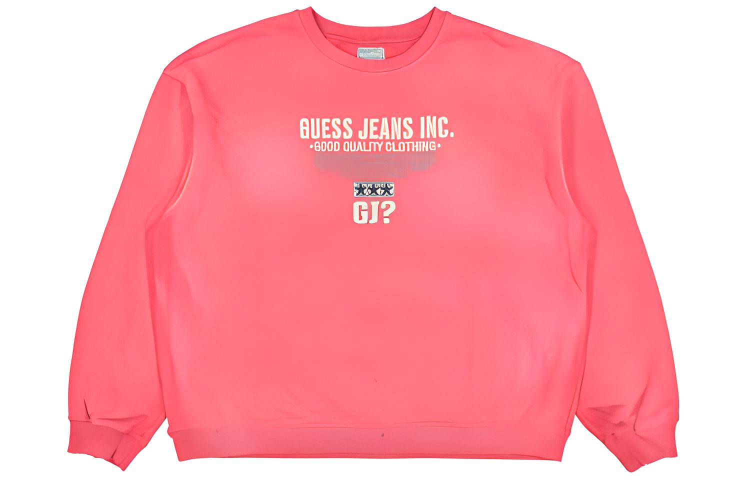 GUESS FW22 Red Crewneck Embroidered Sweatshirt Unisex Long Sleeve. M2BQ03KBB40G5M0