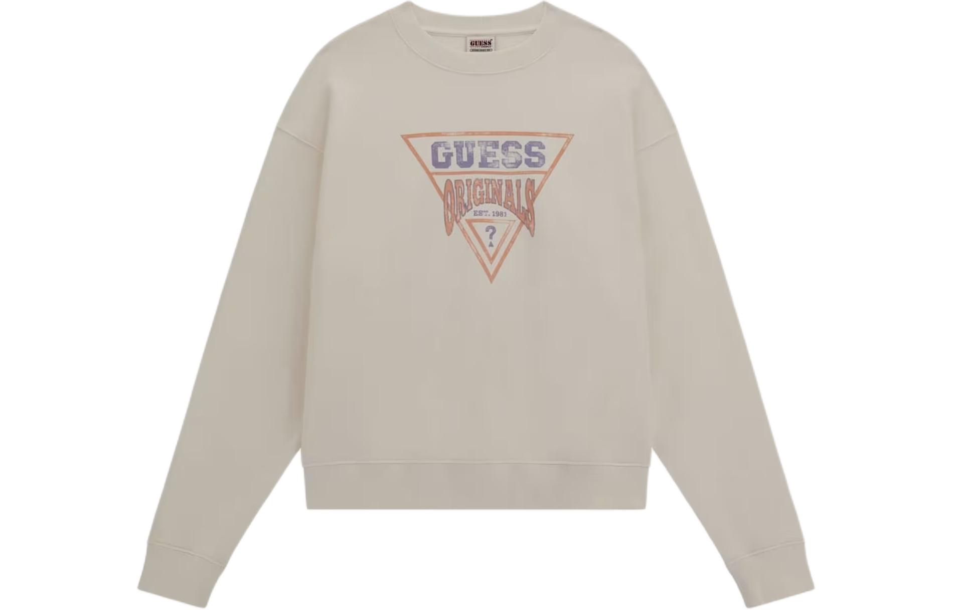 GUESS FW23 Graphic Printed Crewneck Long Sleeve Sweatshirt Men White M4RQ04KBJ31-G053