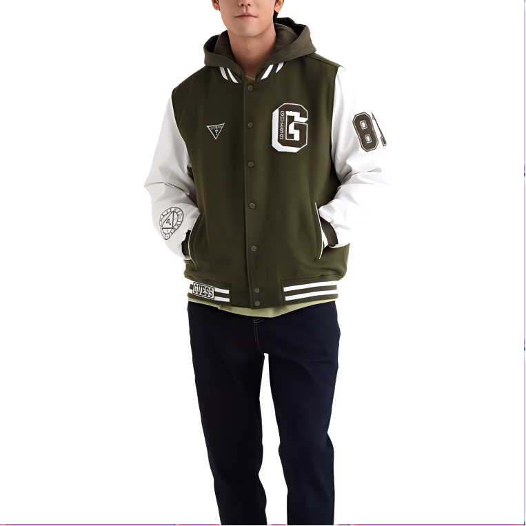 GUESS Retro Casual Green Baseball Hoodie Unisex. X3BL03WEAP0-G8F6