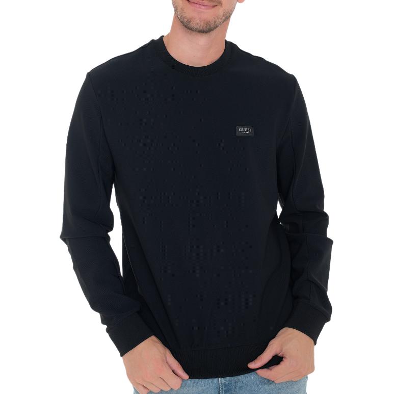 GUESS Solid Logo Crewneck Pullover Sweatshirt BLACK M4YQ09KCBL0-JBLK