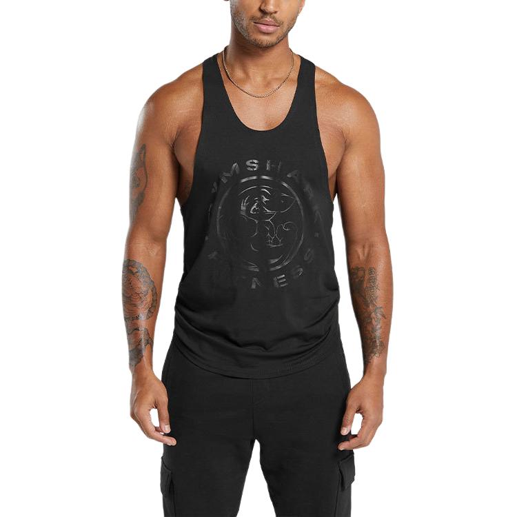 GYMSHARK Anime Graphic Tank Top Slim Fit Sleeveless for Men - Black A5A3A-BB2J