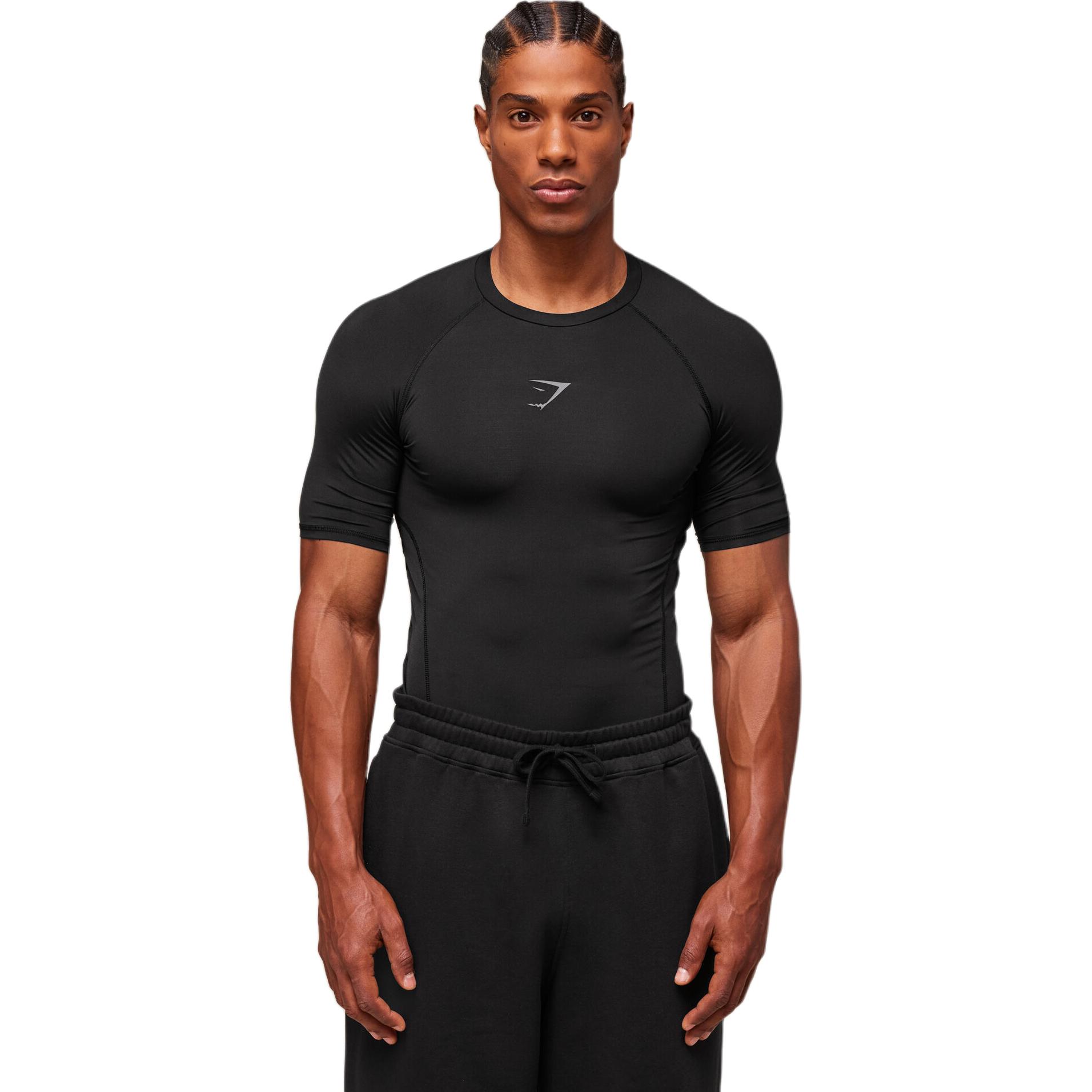 GYMSHARK Baselayer Element Black Muscle-Enhancing Compression Gym T-Shirt A2B4C