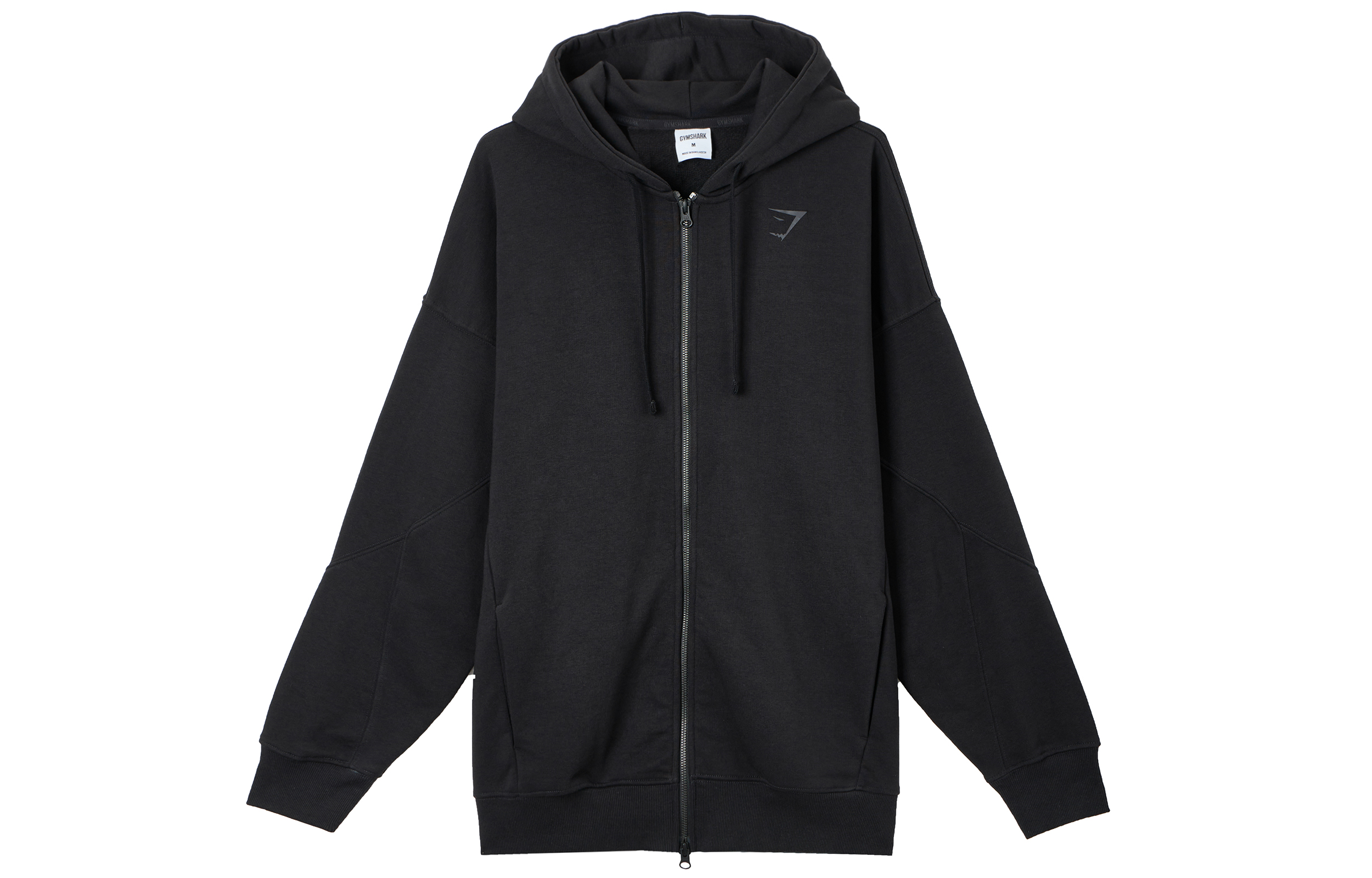 Gymshark Black Hooded Zip-Up Jacket with Back Logo Print A2A6Z-BBBB