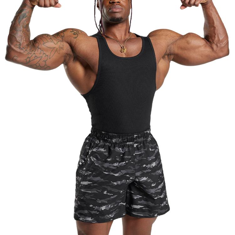 GYMSHARK Black Solid Ribbed Sleeveless Tank Top A5A8H-BB2J