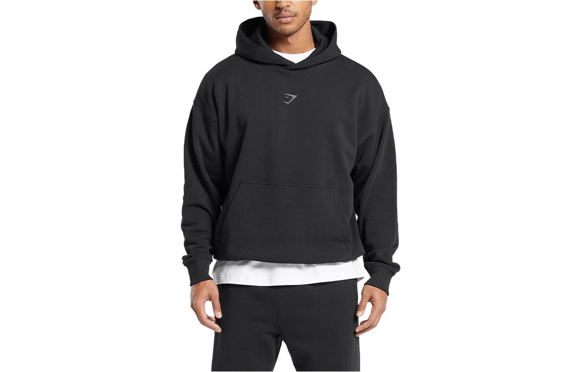 Gymshark BUILT Black Hoodie with Logo Print - Cotton Casual Wear A5A8M-BB2J