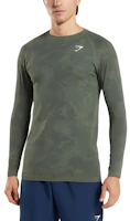 GYMSHARK Geo Seamless Lightweight Camo Long Sleeve Shirt Men’s Olive Green A2A4J-EBH6-Clothing GYMSHARK Geo Seamless Lightweight Camo Long Sleeve Shirt Men’s Olive Green A2A4J-EBH6-Clothing