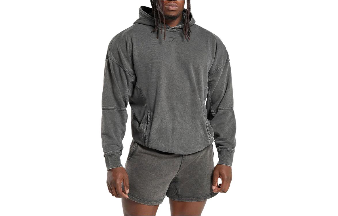 Gymshark HERITAGE Hoodie Ammonite Gray with Logo Print. A4A7J-GB8N