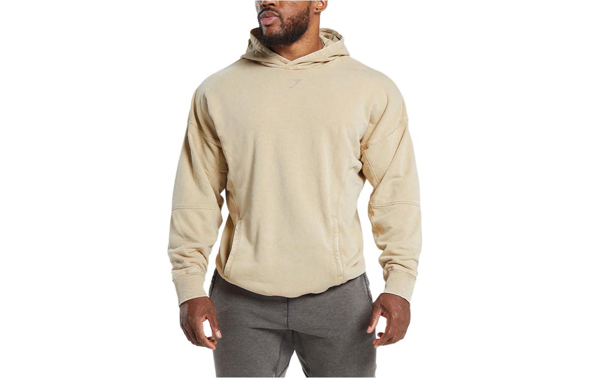 Gymshark HERITAGE Letter Print Hoodie Desert Beige A4A7J-NB1V