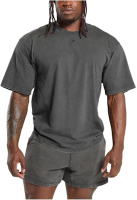 GYMSHARK Letter Print Washed Loose Fit Crew Neck Tee Men’s Agate Gray A4A9H-GB8N Buy GYMSHARK Letter Print Washed Loose Fit Crew Neck Tee Men’s Agate Gray A4A9H-GB8N