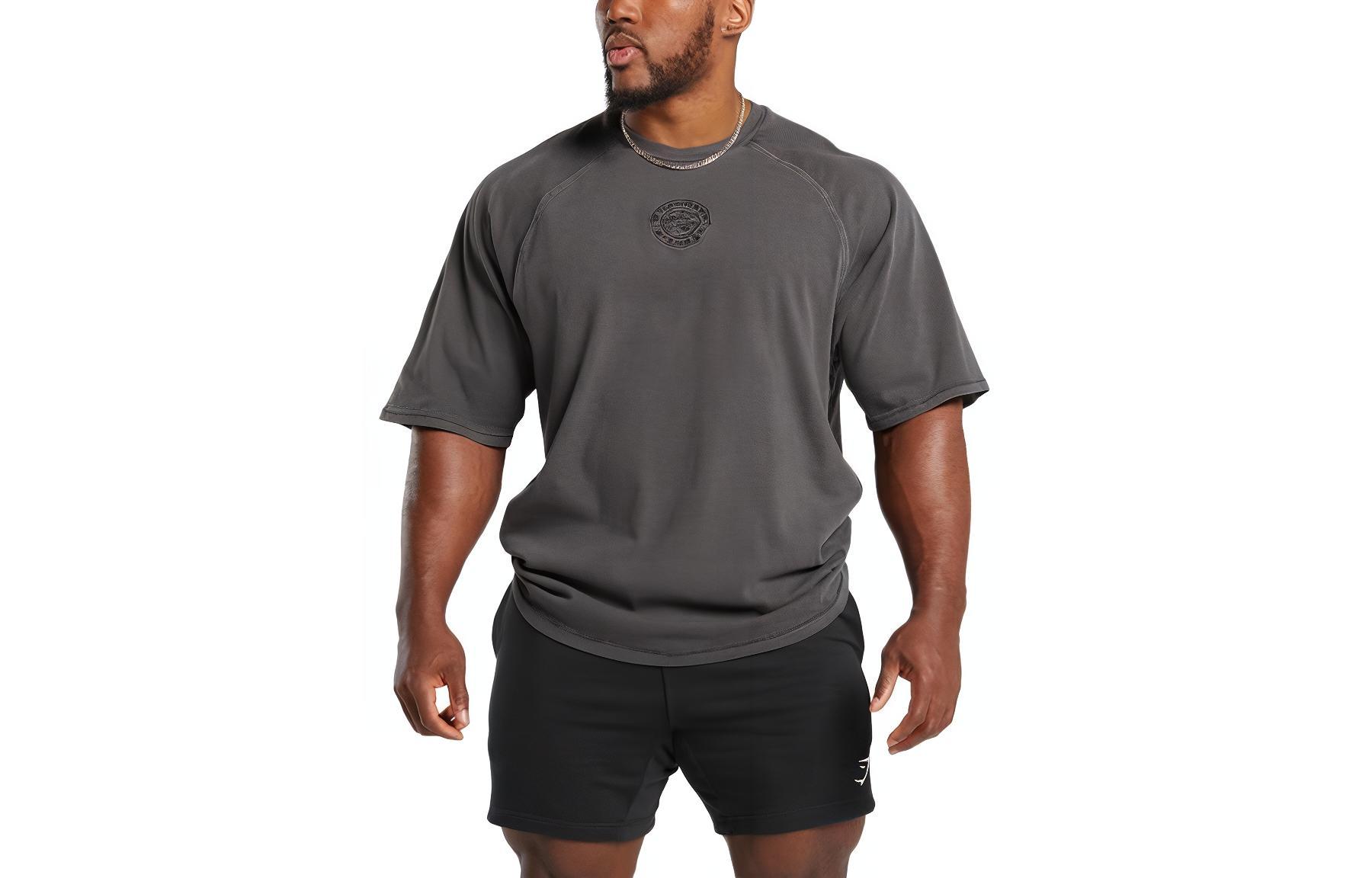 Gymshark Premium Legacy Oversized Black T-Shirt - Loose-Fit Embroidered Logo. A6A7C-BB67