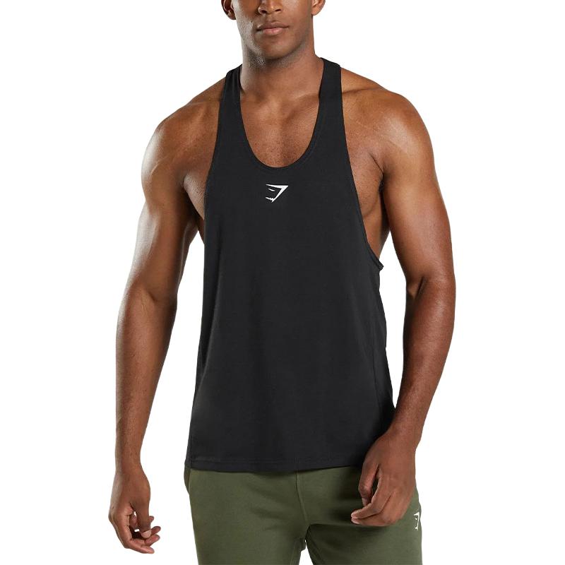 GYMSHARK REACT STRINGER Slim Fit Breathable Tank Top Black A2A9B-BBBB