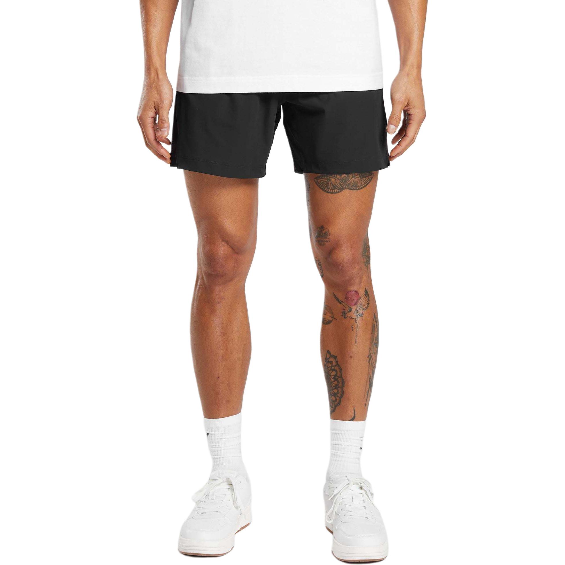 GYMSHARK Studio Black Slim Fit Side-Slit Drawstring Casual Shorts A1A4H-BBBB