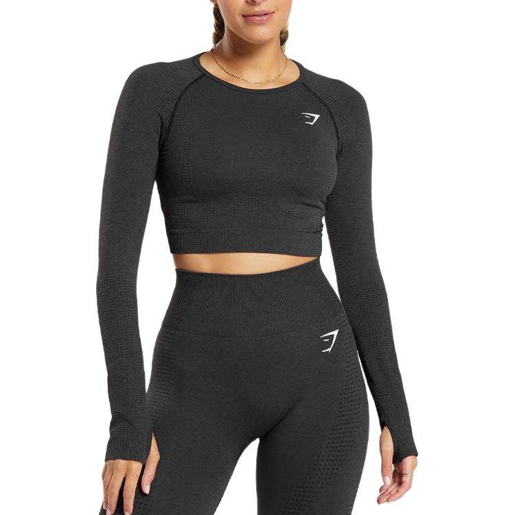 GYMSHARK Vital Seamless 2.0 Unisex Gym Shirt - Black Grey, Breathable & Sweat-Wicking. B1A3D-BBF3