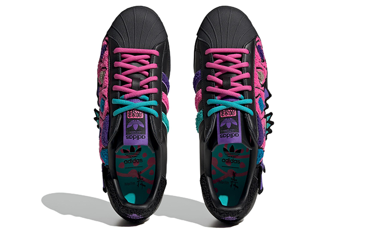 Shop 韩美林 x adidas originals Superstar 80s "辰龍" 防滑耐磨 運動鞋 男女款 黑粉紫