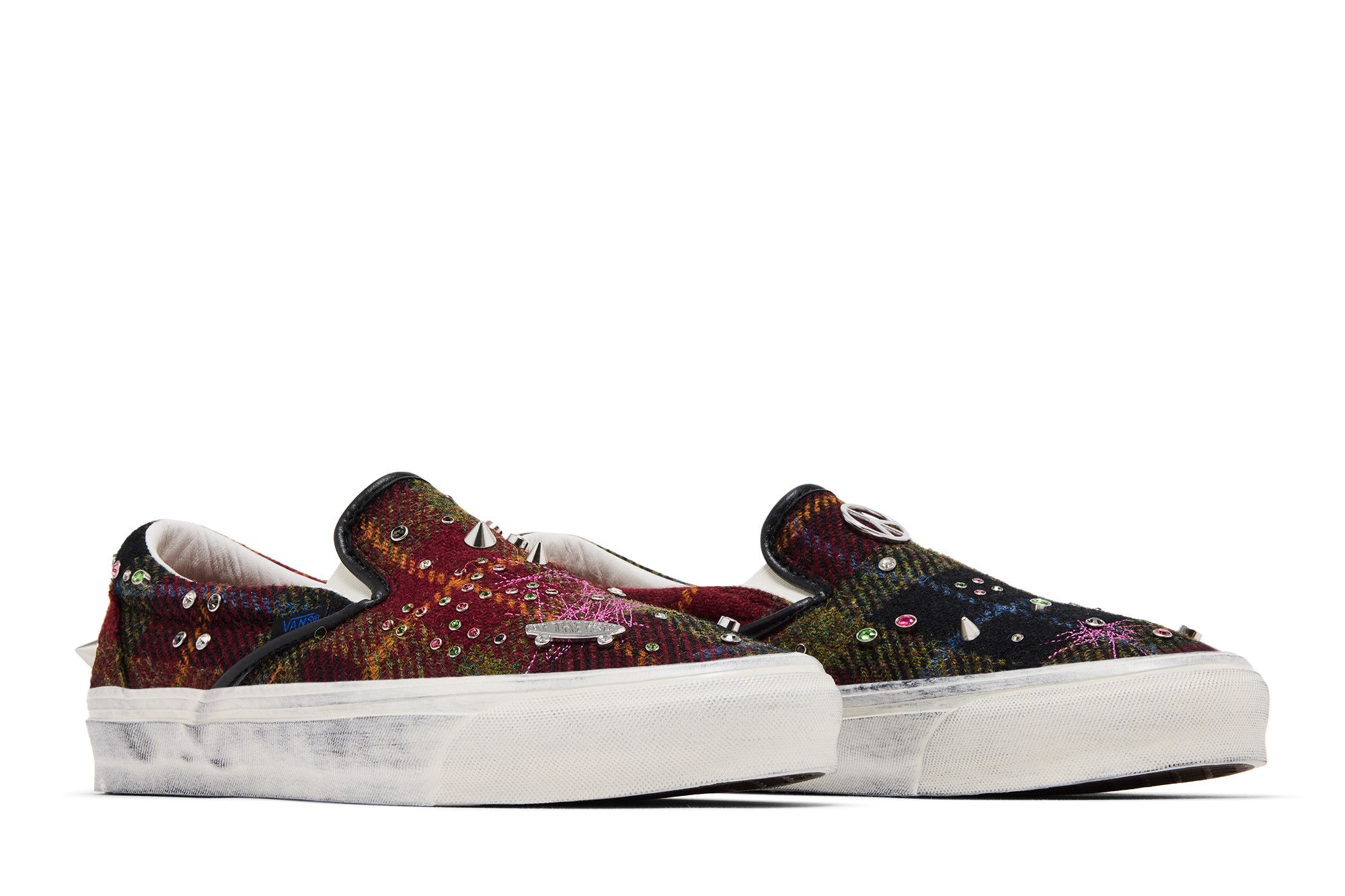 Cheap Harris Tweed x Vans Premium 经典一脚蹬懒人鞋「红色」 VN000E96BJN