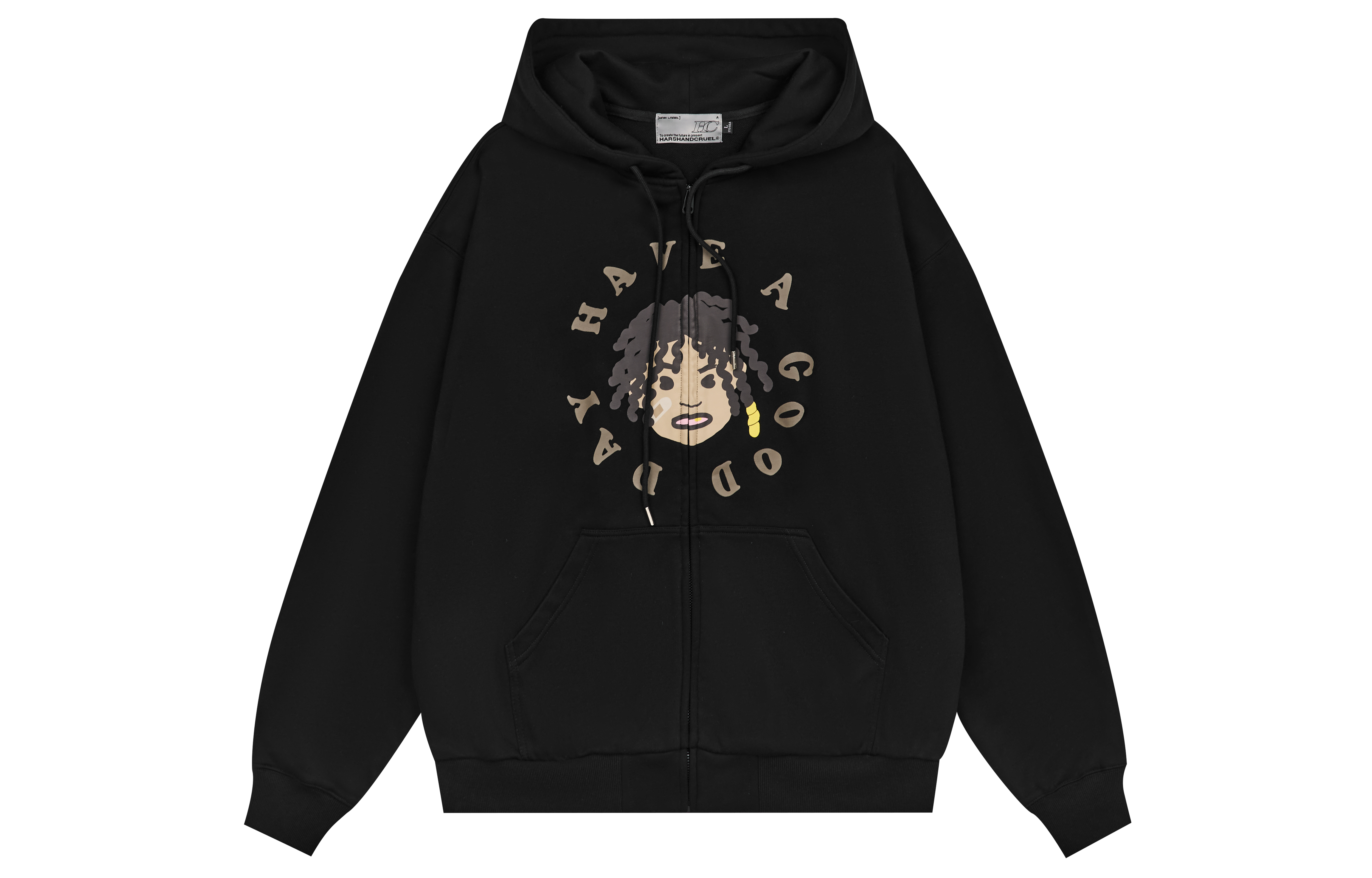 HARSH AND CRUEL AW22 Graffiti Dreadlocks Gold-Tooth Hoodie - Unisex Streetwear. HW223030361
