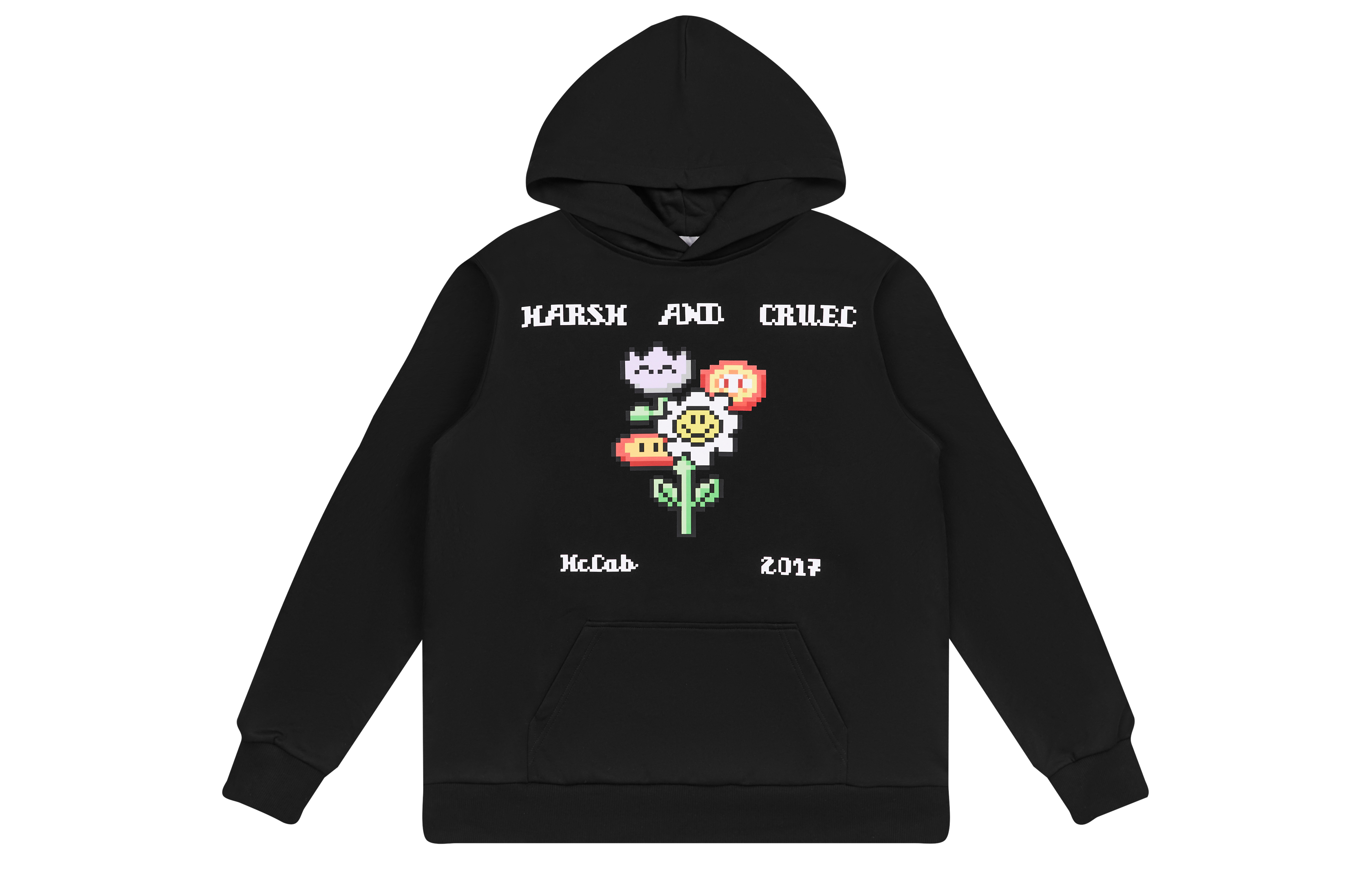 HARSH AND CRUEL AW22 Pixel Game Cartoon Flower Graphic Hoodie - Unisex Streetwear HM224040506