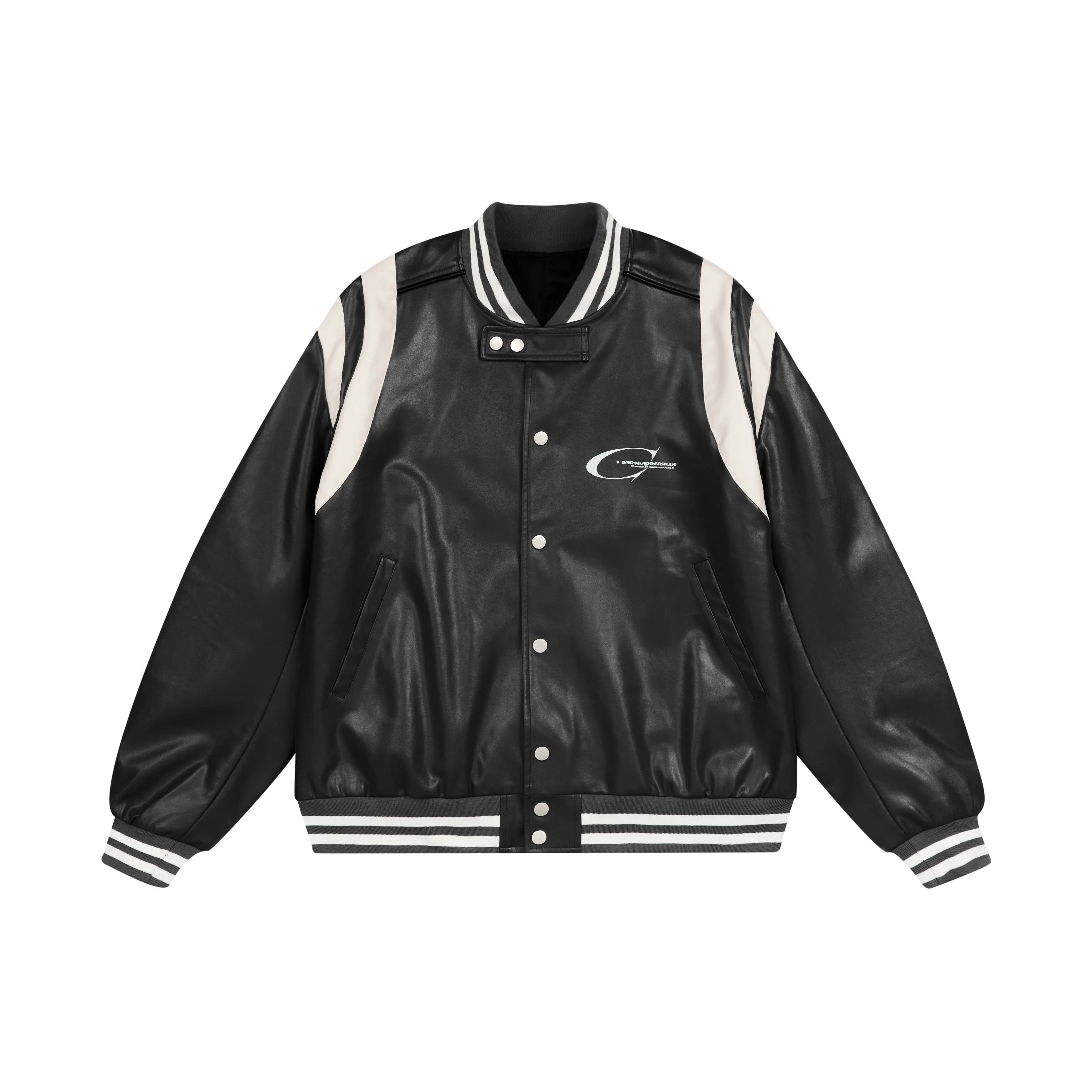 HARSH AND CRUEL AW22 Streetwear Colorblock Leather Jacket Unisex HM223050474