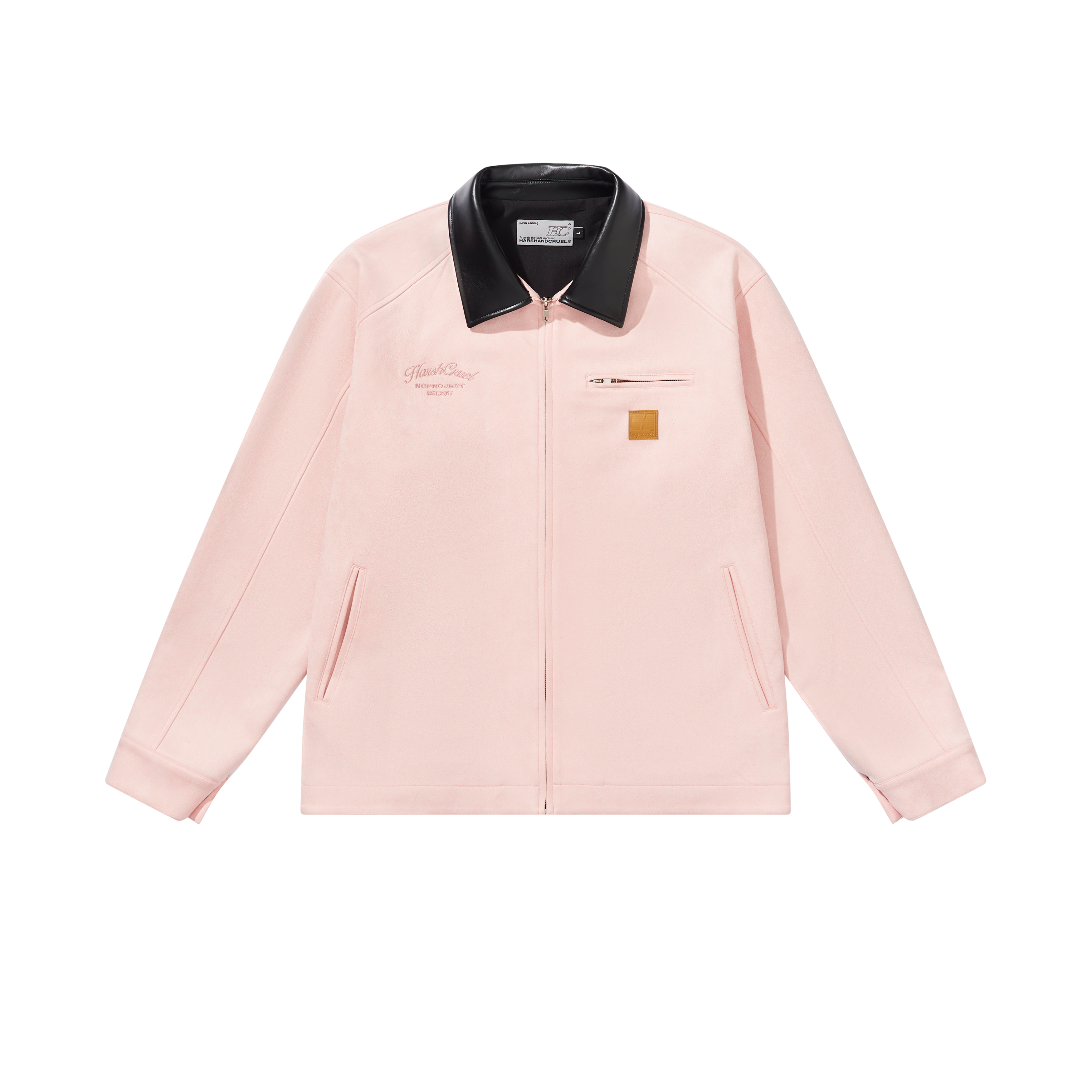 HARSH AND CRUEL Embroidered Zip-Up Long Sleeve Jacket Unisex Pink HZ233050547