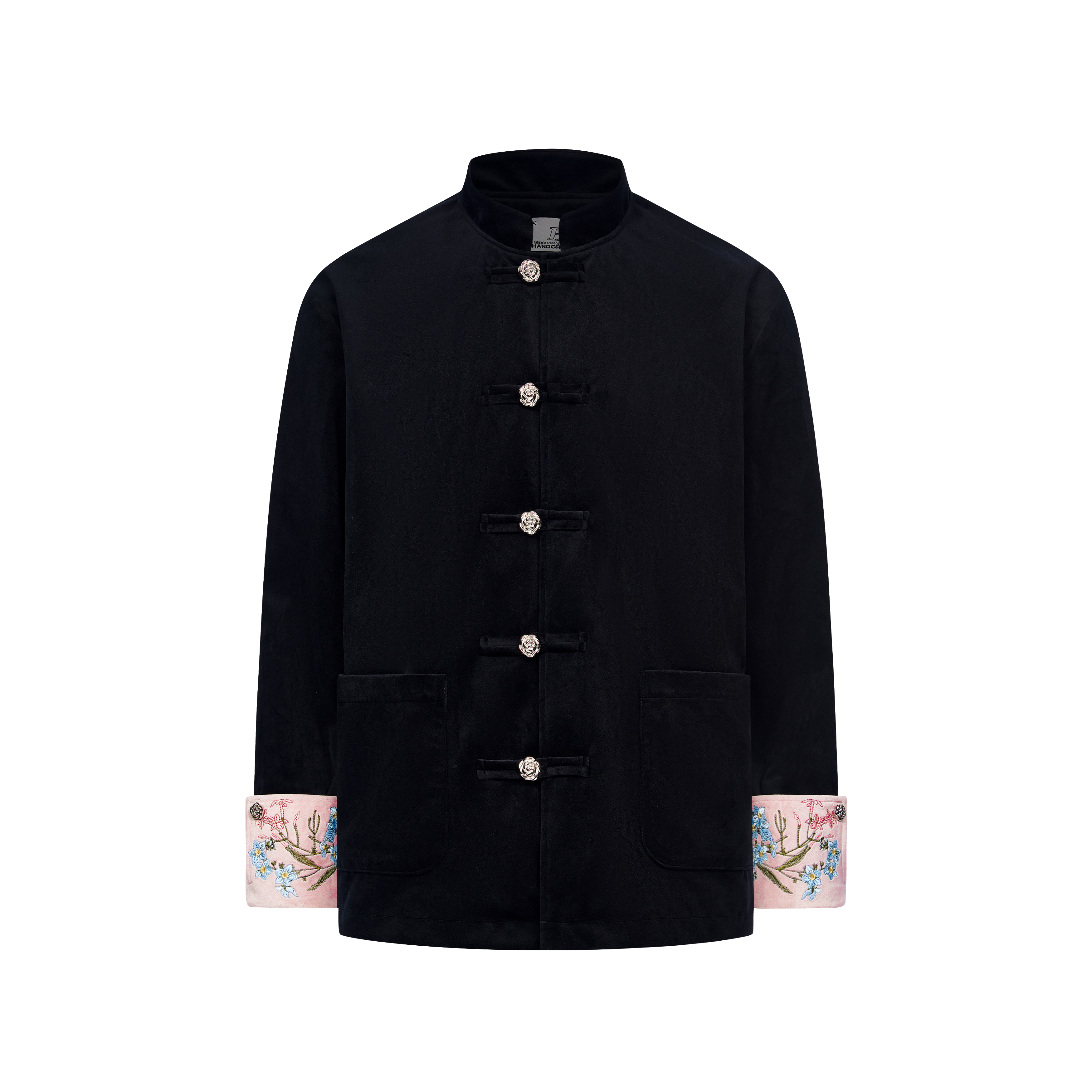 HARSH AND CRUEL Floral Buckle Mandarin Collar Jacket Unisex Casual Style HL244050334