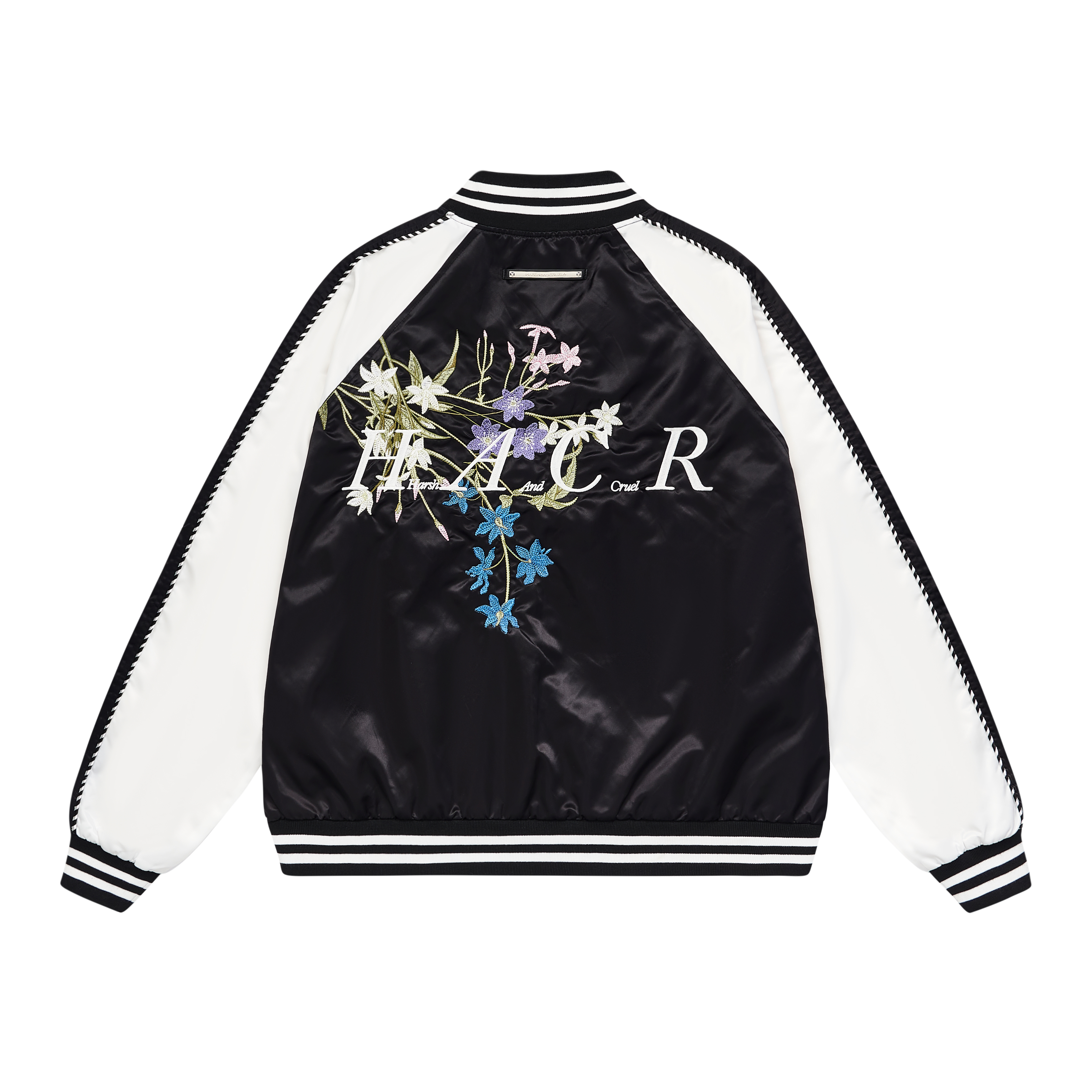 HARSH AND CRUEL Floral Embroidered Bomber Jacket Unisex Black. HL243090256