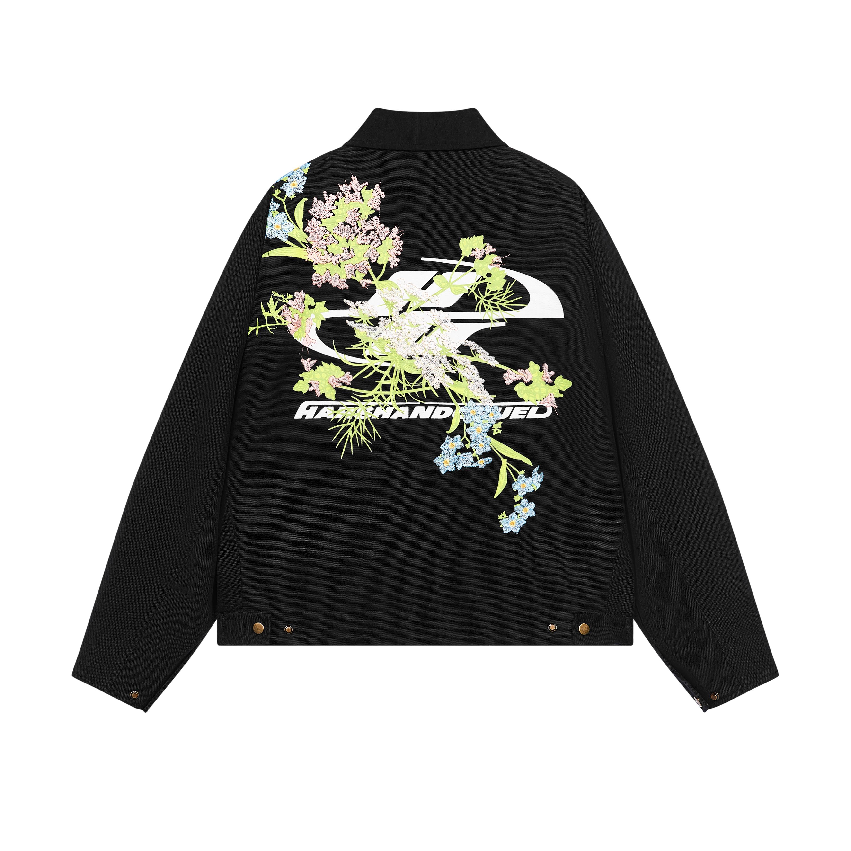 HARSH AND CRUEL Floral Embroidered Loose Fit Colorblock Jacket HL243050212