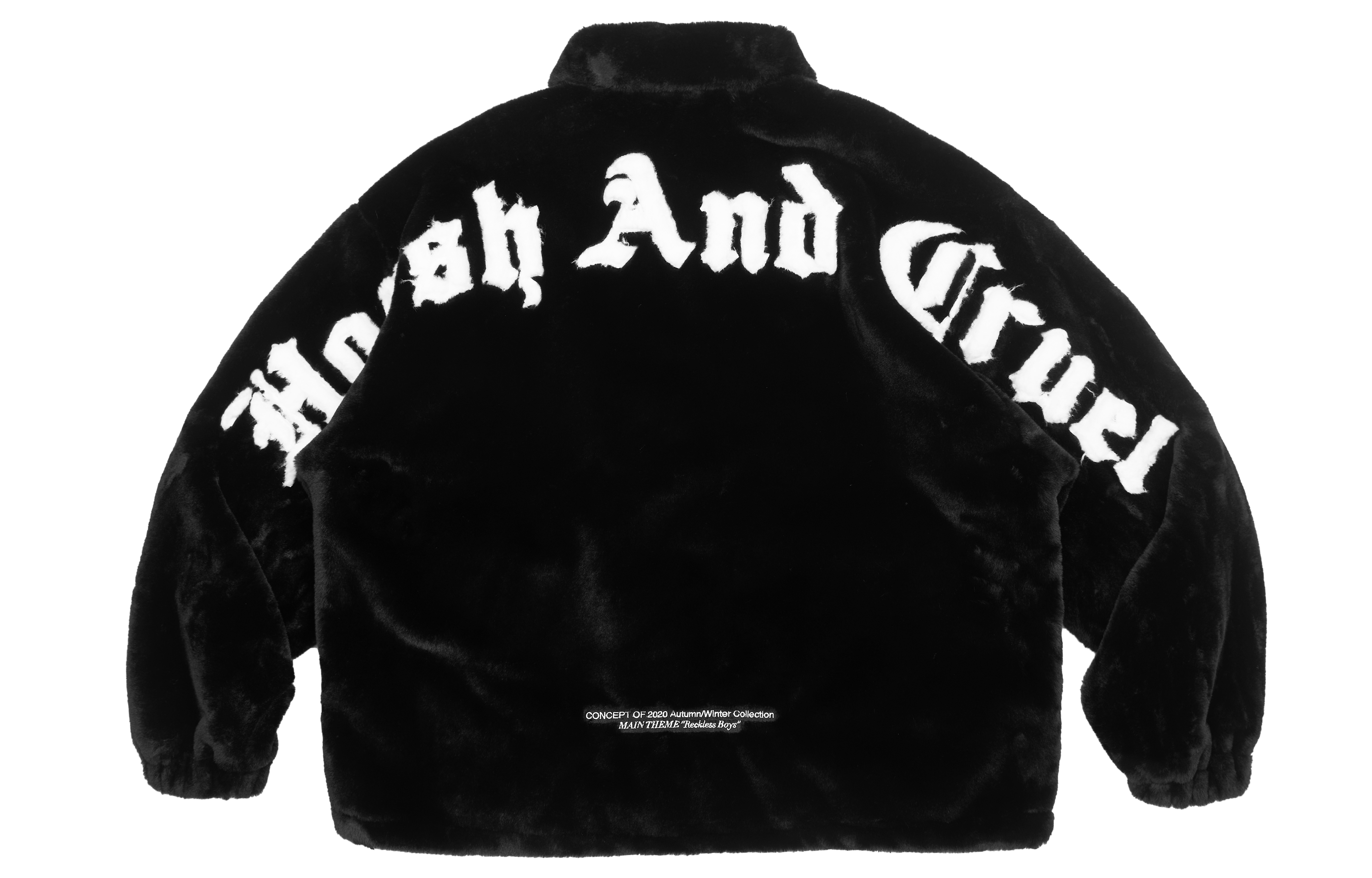 HARSH AND CRUEL Heavy Embroidered Faux Fur Logo Patch Jacket Unisex. HM203040068