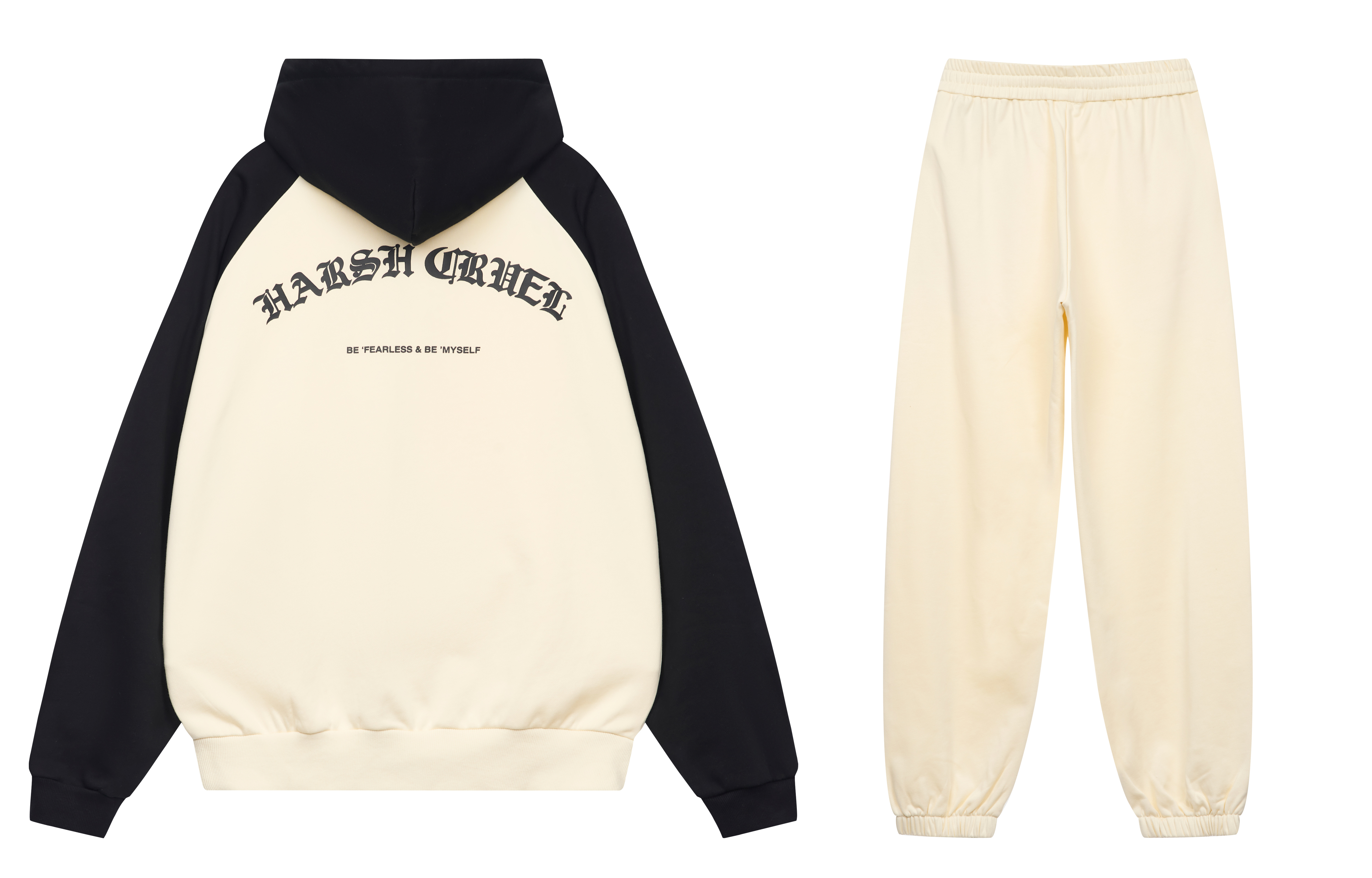 HARSH AND CRUEL Letter Print Loose Hoodie and Sweatpants Set Unisex. HM231030012-SET
