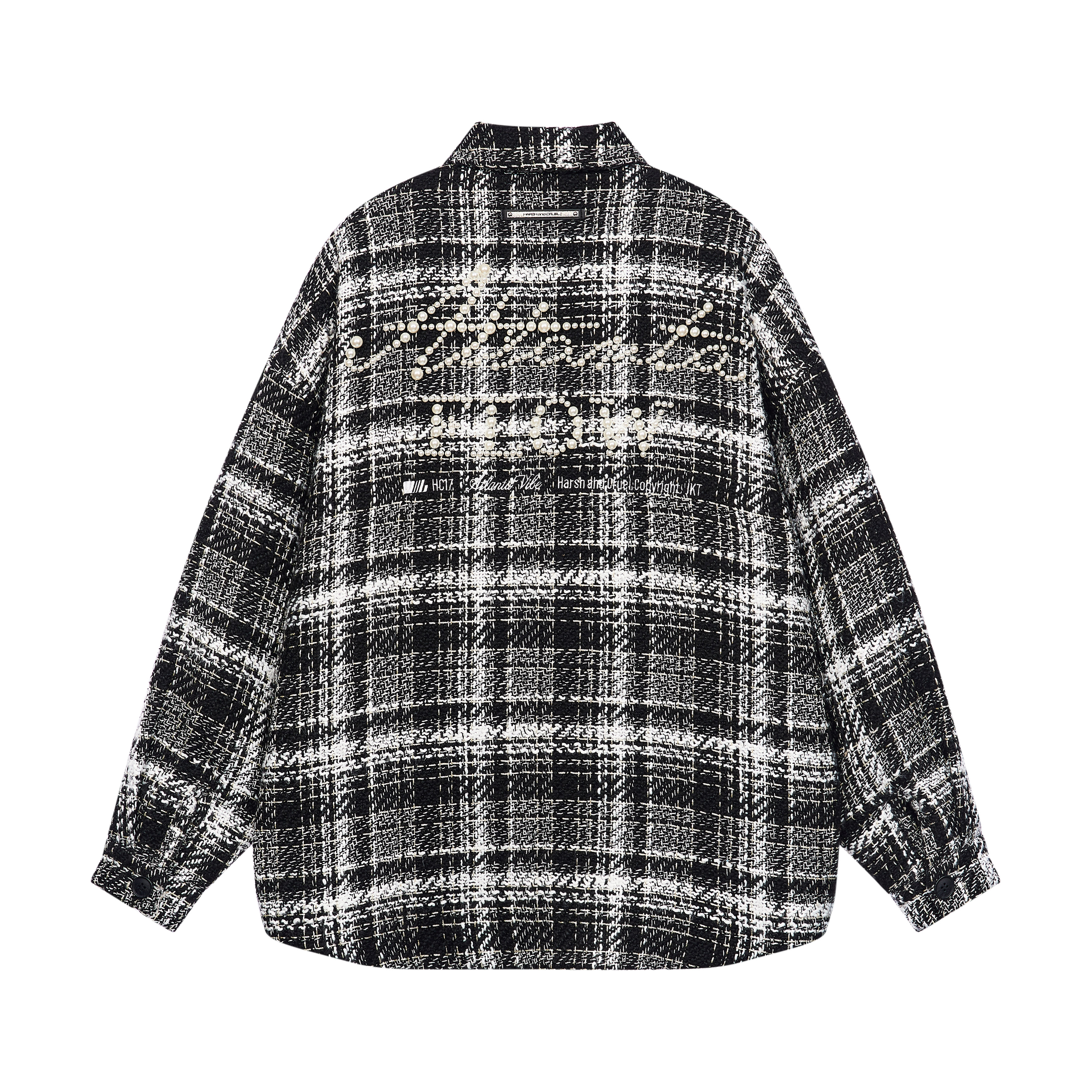 HARSH AND CRUEL Pearl Embroidered Tweed Jacket-Unisex HL243070239