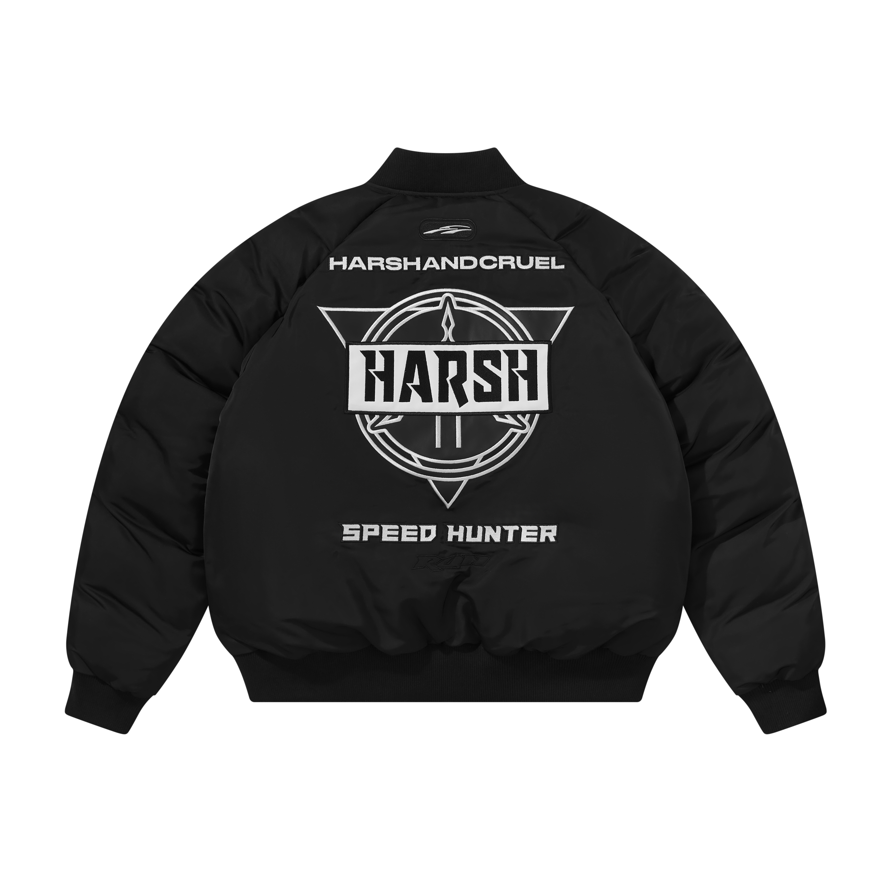 HARSH AND CRUEL Racing Logo Embroidered Raglan Jacket Unisex Black HZ233050488