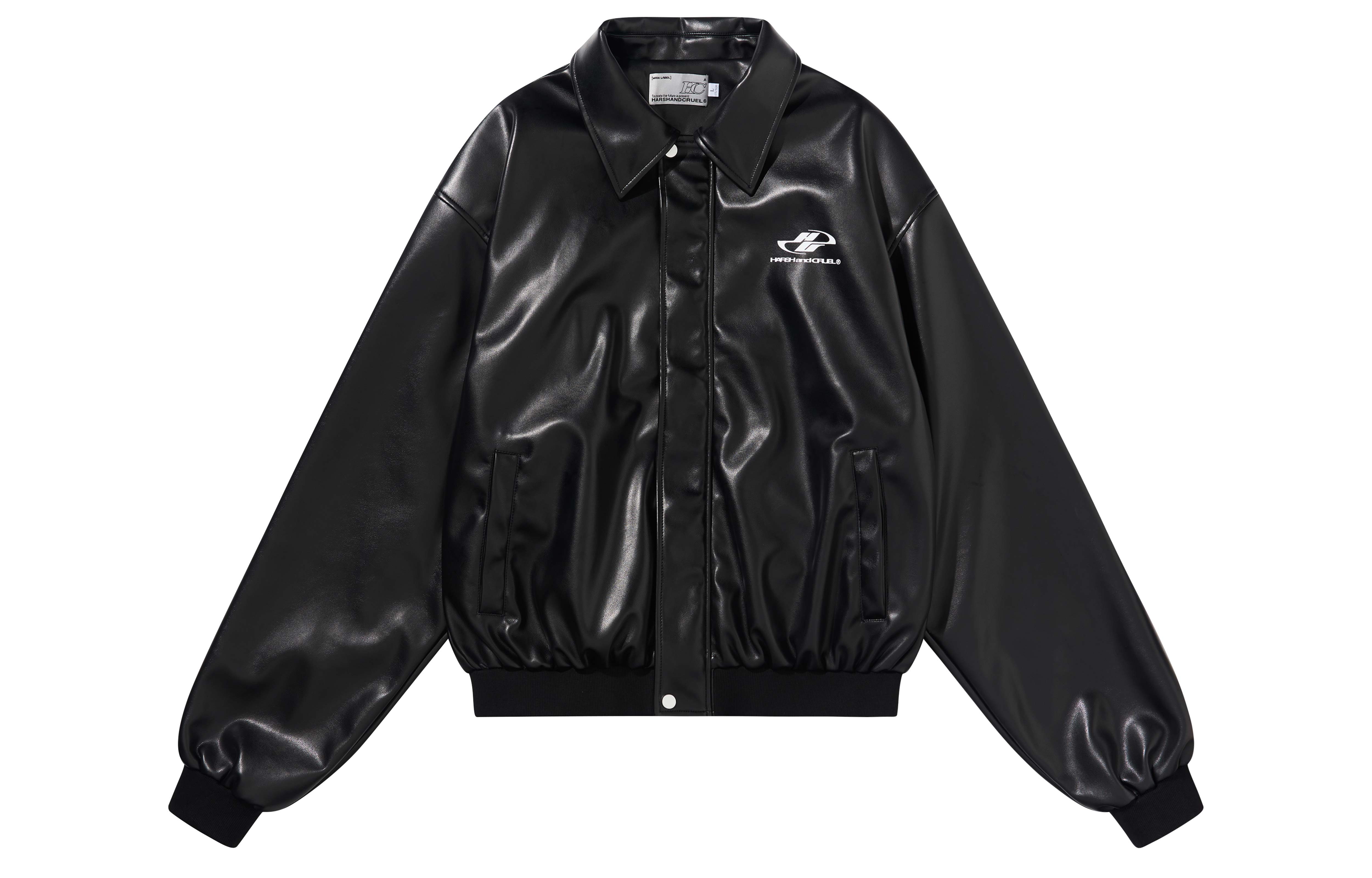 HARSH AND CRUEL Retro Biker Cleanfit Leather Jacket Unisex Black HL233210447