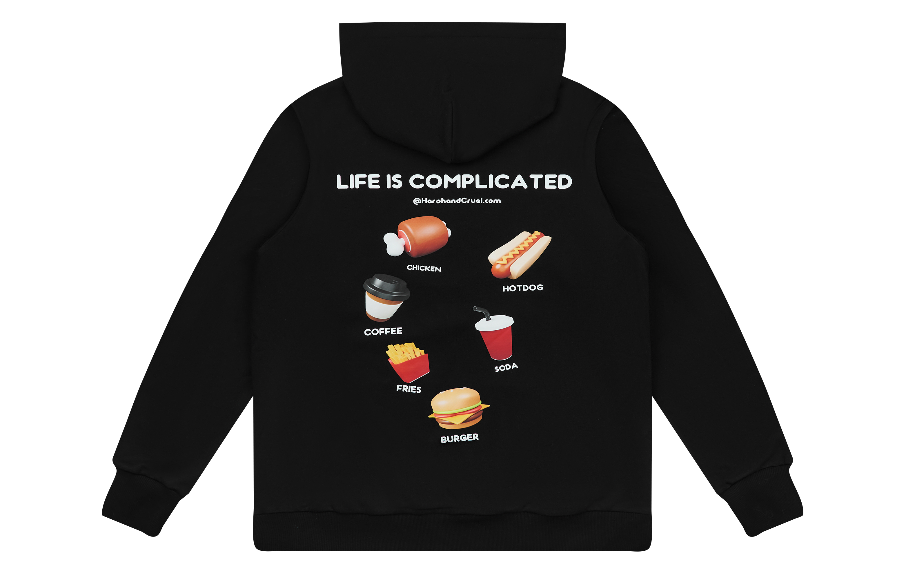HARSH AND CRUEL Retro Cartoon Food Graphic Oversized Hoodie Unisex. HN223030463