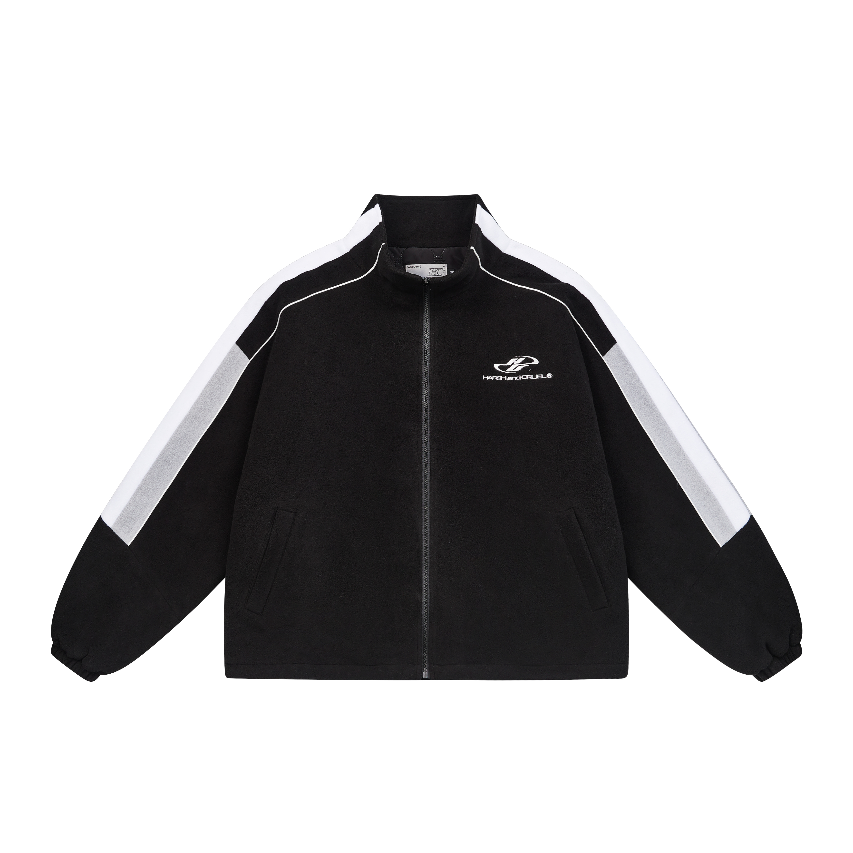 HARSH AND CRUEL Retro Colorblock Fleece Jacket Black Unisex HL244040333
