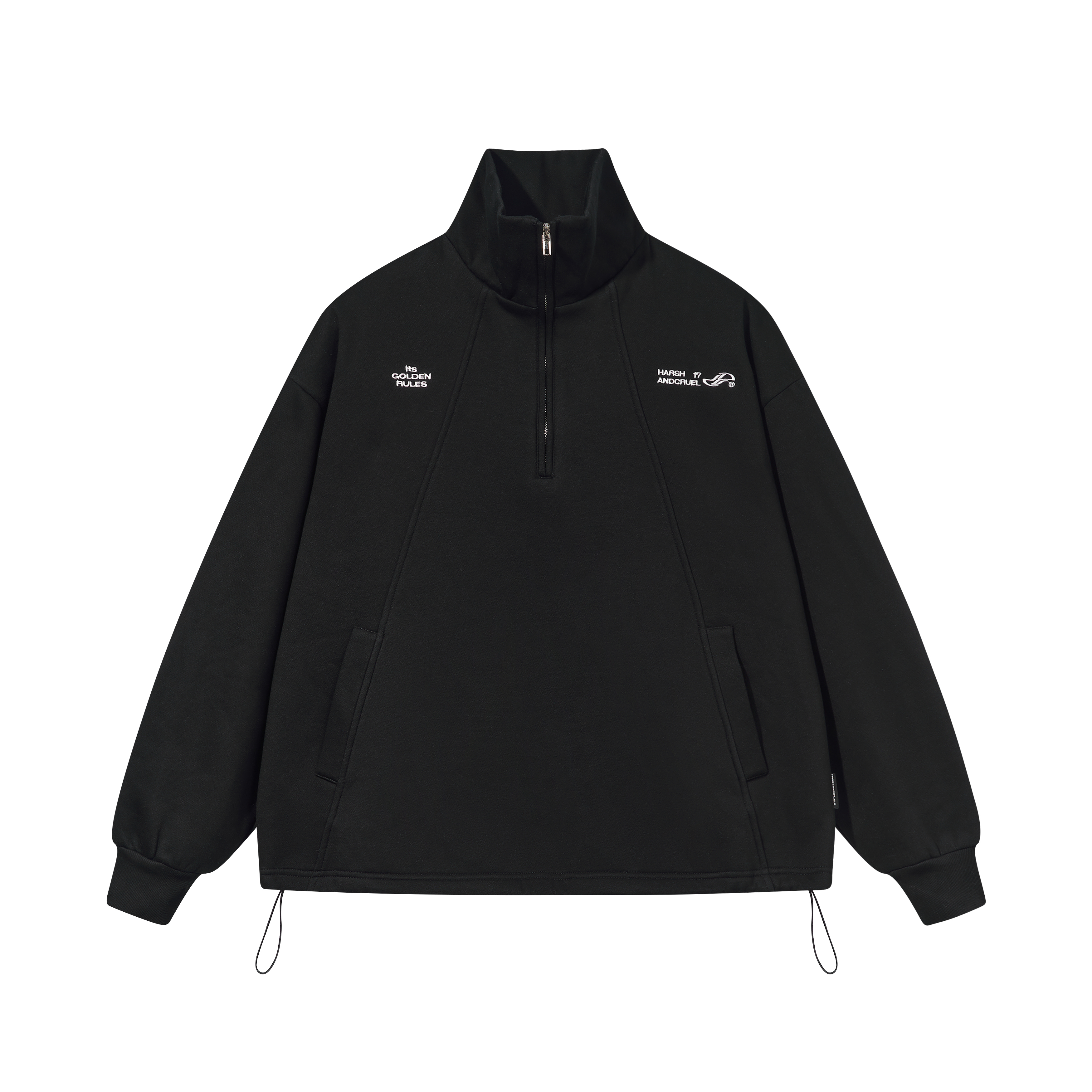 HARSH AND CRUEL Retro Embroidered Half-Zip Sweatshirt Unisex Casual Style Sweater HL233030519