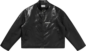HARSH AND CRUEL Retro Patchwork Embroidered Racing Leather Jacket Black Unisex HZ233040517 HARSH AND CRUEL Retro Patchwork Embroidered Racing Leather Jacket Black Unisex HZ233040517