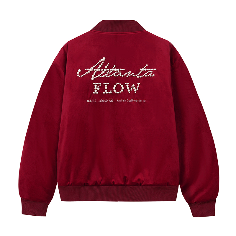 HARSH AND CRUEL Retro Pearl Embroidery Velvet Bomber Jacket Unisex HL244040349