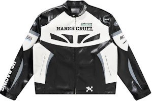 HARSH AND CRUEL Retro Streetwear Colorblock Racing Jacket Black Unisex. HX233050362 HARSH AND CRUEL Retro Streetwear Colorblock Racing Jacket Black Unisex. HX233050362