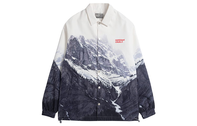 HARSH AND CRUEL Snow Mountain Logo Print Coach Jacket Unisex HX203040091