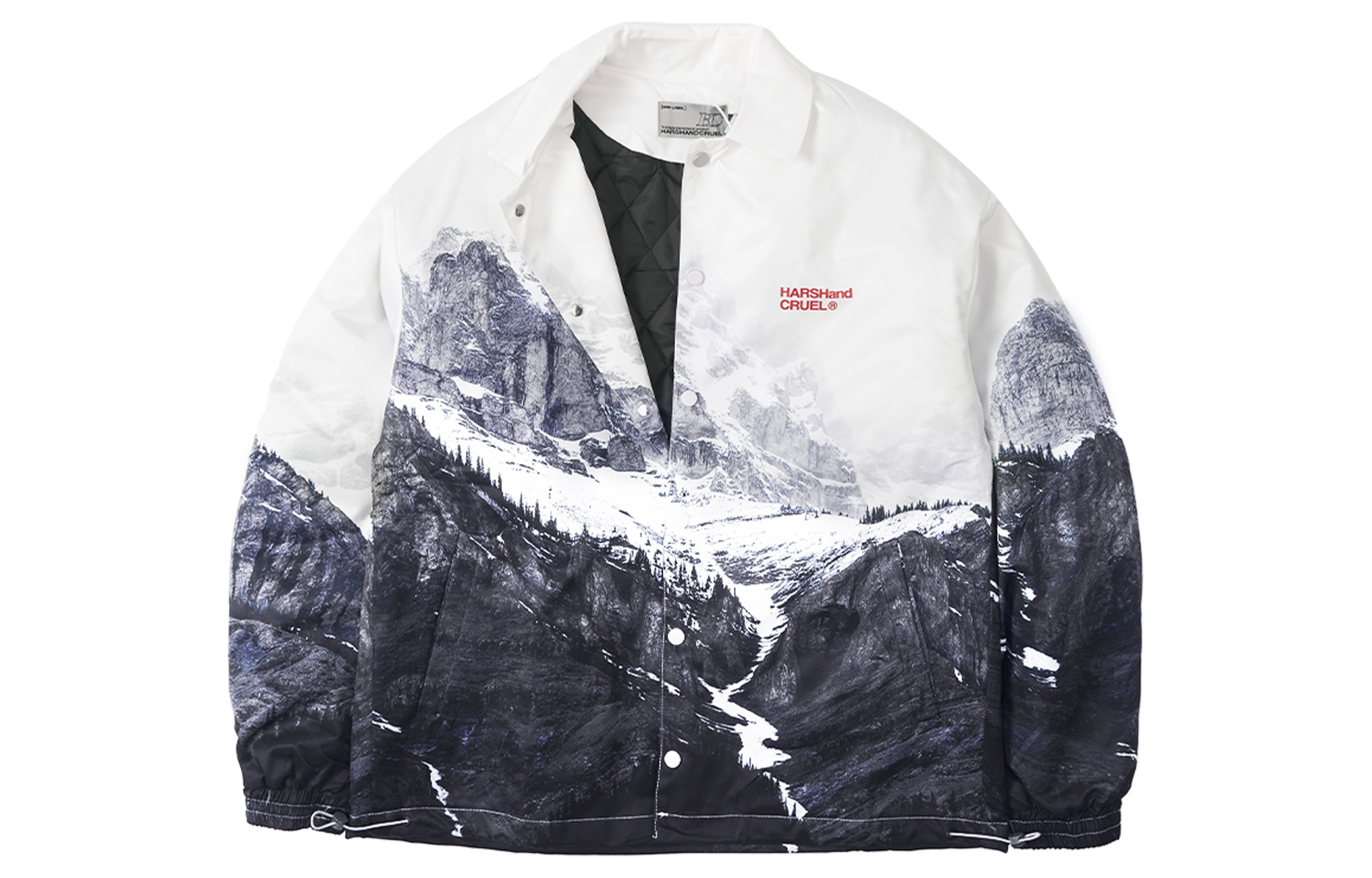 HARSH AND CRUEL Snow Mountain Print Padded Coach Jacket Unisex HX2030400910