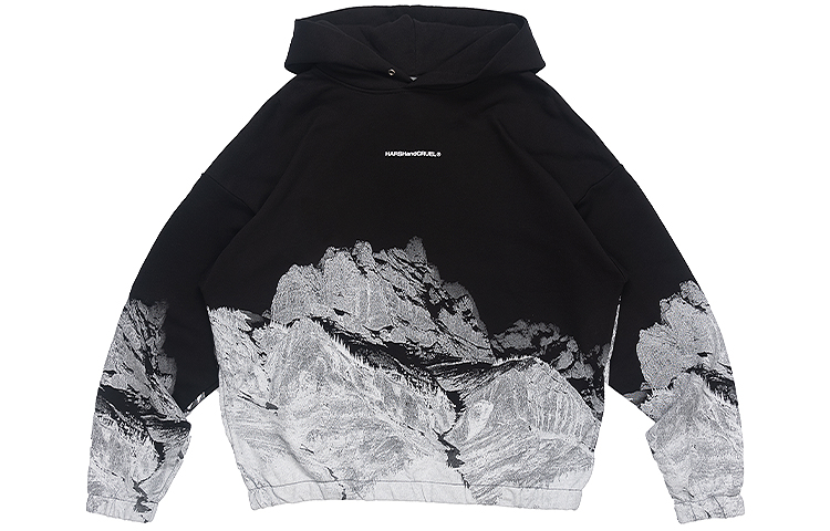 HARSH AND CRUEL Snowy Mountain Print Hoodie Unisex Couple Style. HX203020099