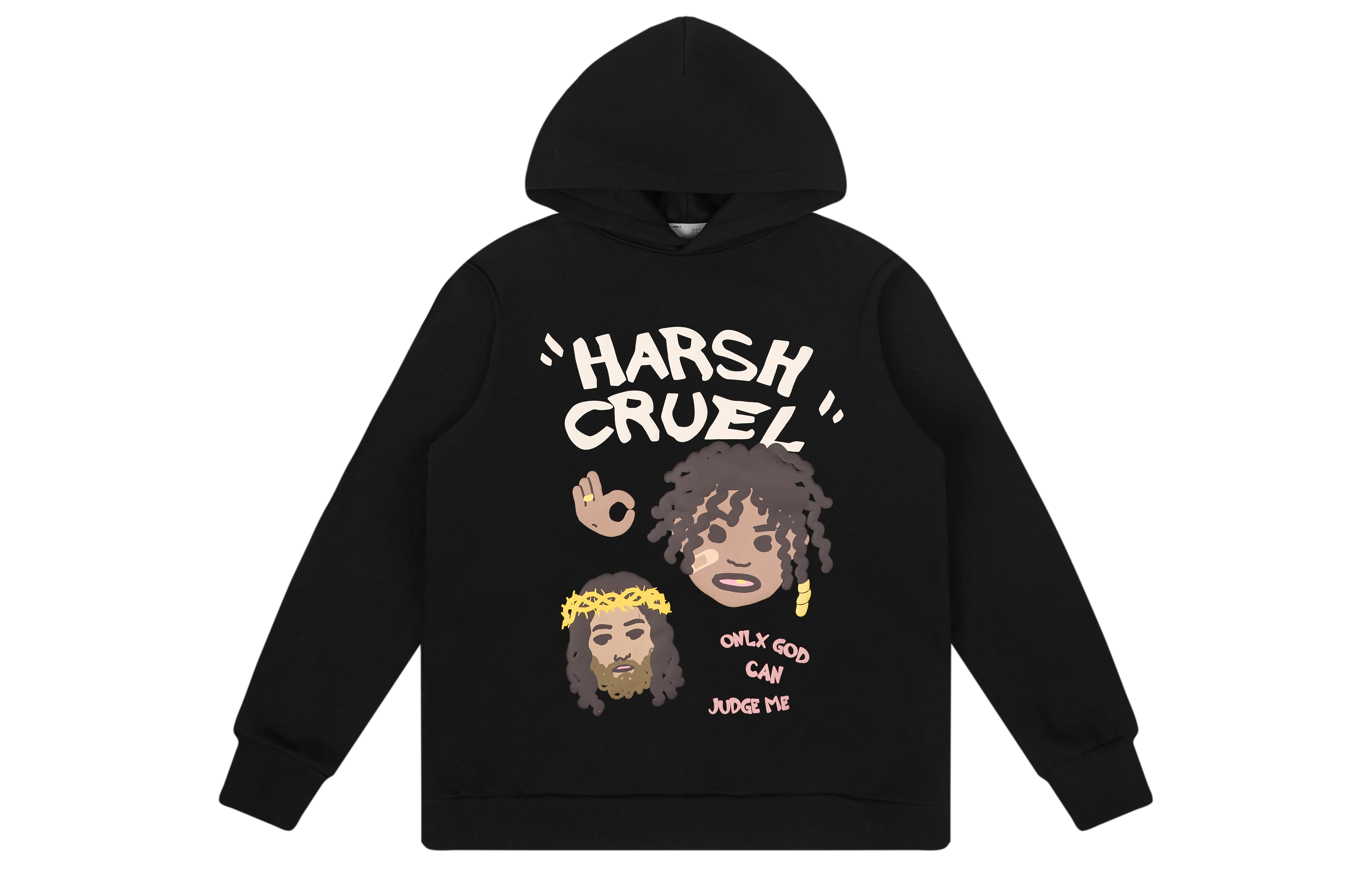 HARSH AND CRUEL SS22 Cartoon Graffiti Loose Hoodie Unisex with Foam Print Design HW221020016