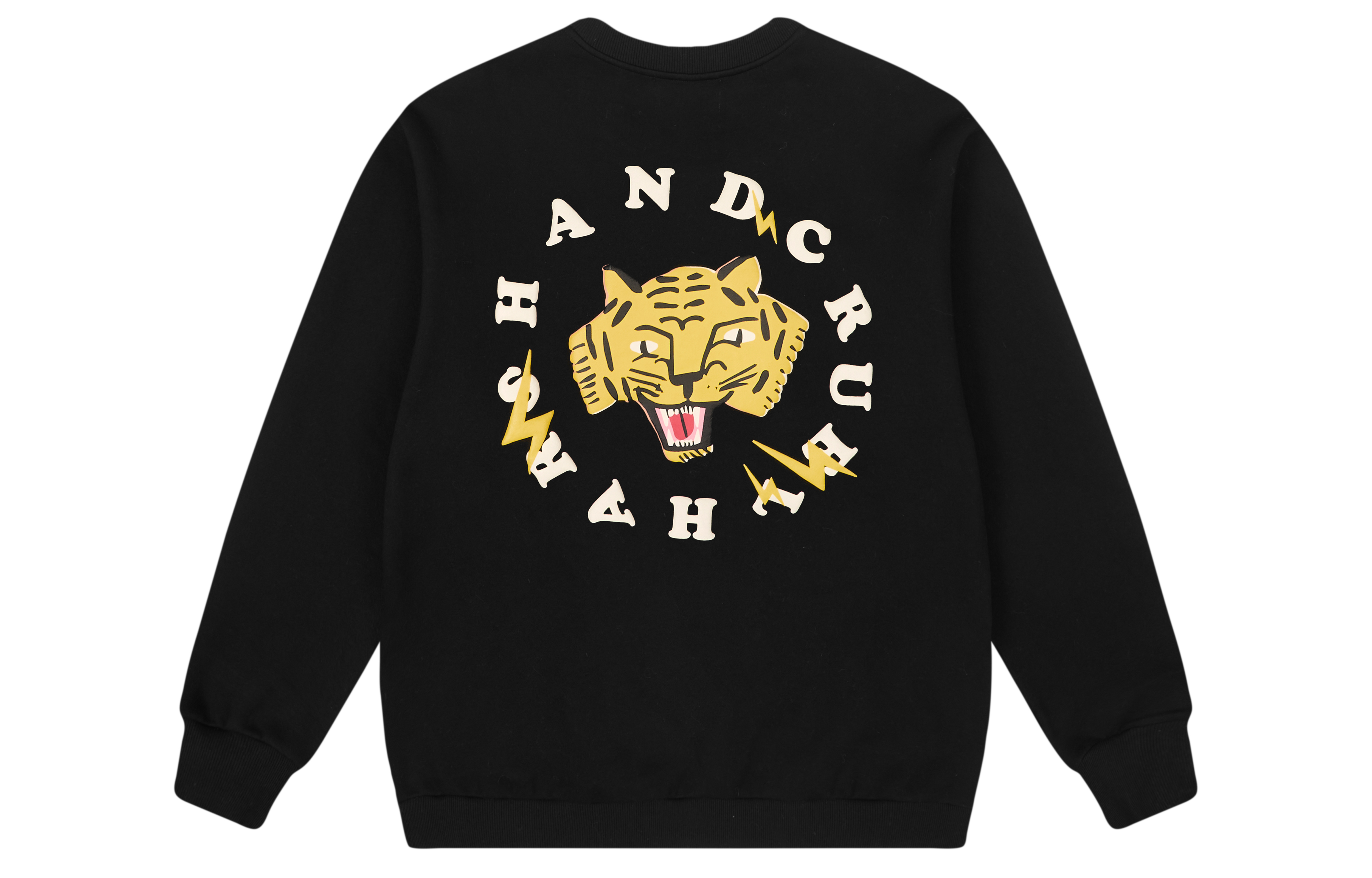 HARSH AND CRUEL SS22 Cartoon Tiger Lightning Logo Oversized Crewneck Sweatshirt Black HW221150003