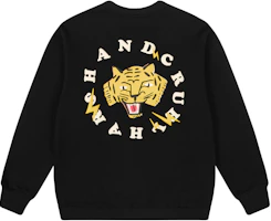HARSH AND CRUEL SS22 Cartoon Tiger Lightning Logo Oversized Crewneck Sweatshirt Black HW221150003 HARSH AND CRUEL SS22 Cartoon Tiger Lightning Logo Oversized Crewneck Sweatshirt Black HW221150003