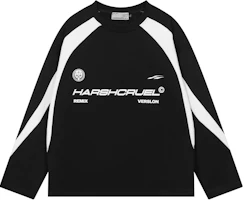 HARSH AND CRUEL SS23 Black Colorblock Soccer-Inspired Graphic Crewneck Sweatshirt. HM231030020 HARSH AND CRUEL SS23 Black Colorblock Soccer-Inspired Graphic Crewneck Sweatshirt. HM231030020